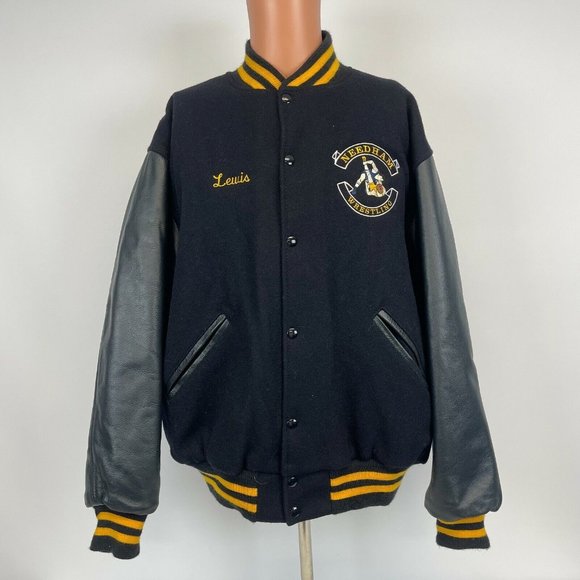 Needham High School Wrestling Wool Blend Varsity Jacket Vtg Massachusetts XL - Picture 2 of 4